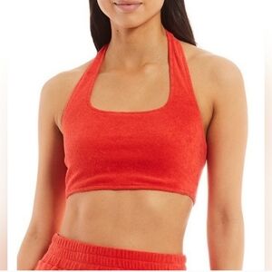 Gianni Bini Terry Cloth Cotton Halter Crop Top
